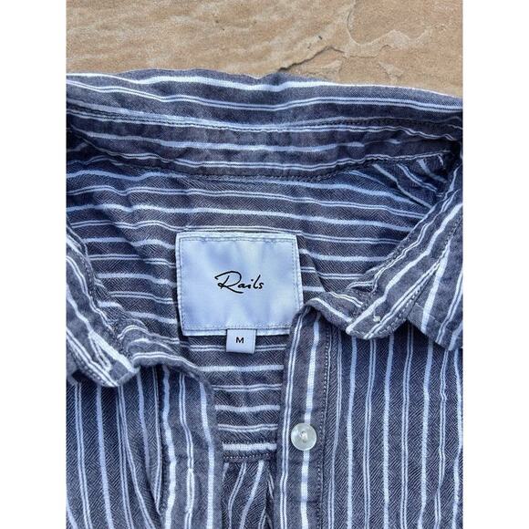 Rails Elle Popover Shirt Blue White Striped Womens Medium - Picture 2 of 5